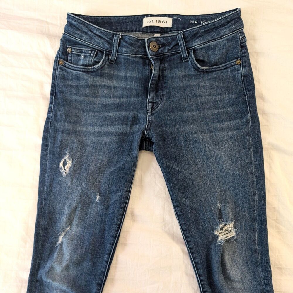 DL1961 Margaux Mid Rise Ankle Skinny Distressed Ripped Jeans, Size 26 - Picture 2 of 8